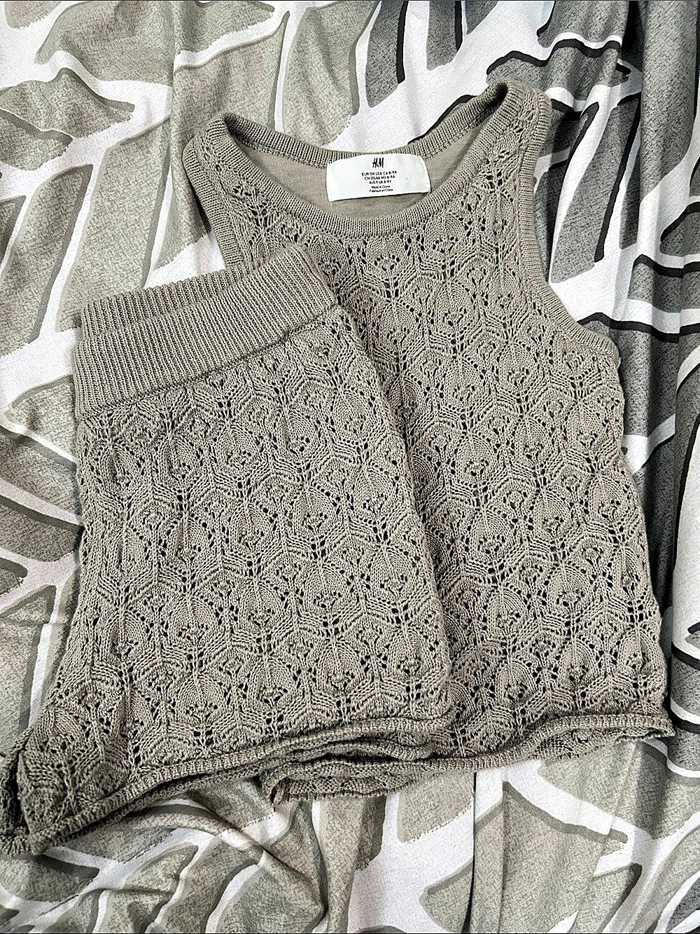 H&M 2-Piece Pointelle-Knit Set Gray size 8-9